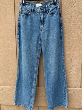 Abercrombie & Fitch Loose High Rise Wide-Leg Women's Blue Denim Jeans Regular 24